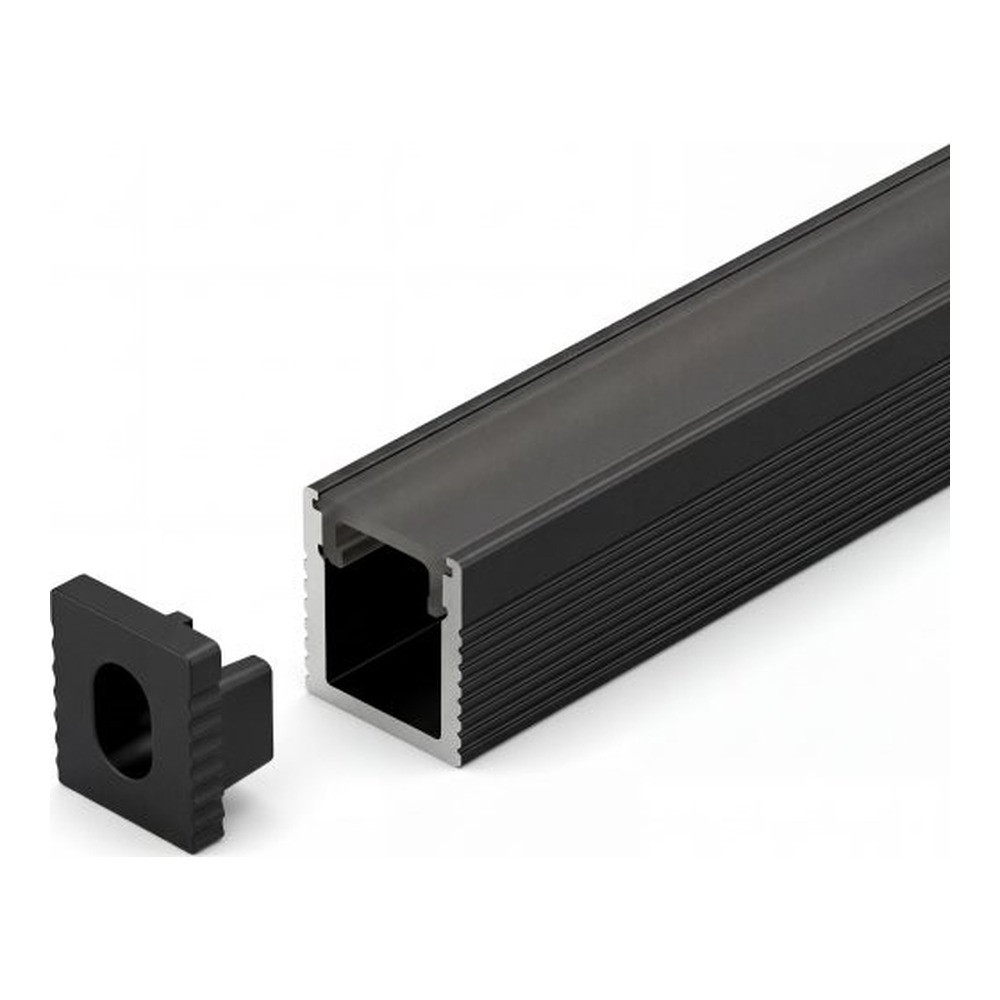TRIMLESS RECESSED ALUMINUM PROFILE 5515A WITH 2 ENDCAPS & PC COVER BLACK