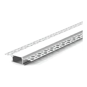 TRIMLESS RECESSED AFTER DRYWALL ALUMINUM PROFILE 6114 WITH 2 ENDCAPS & PC COVER 10FT SILVER