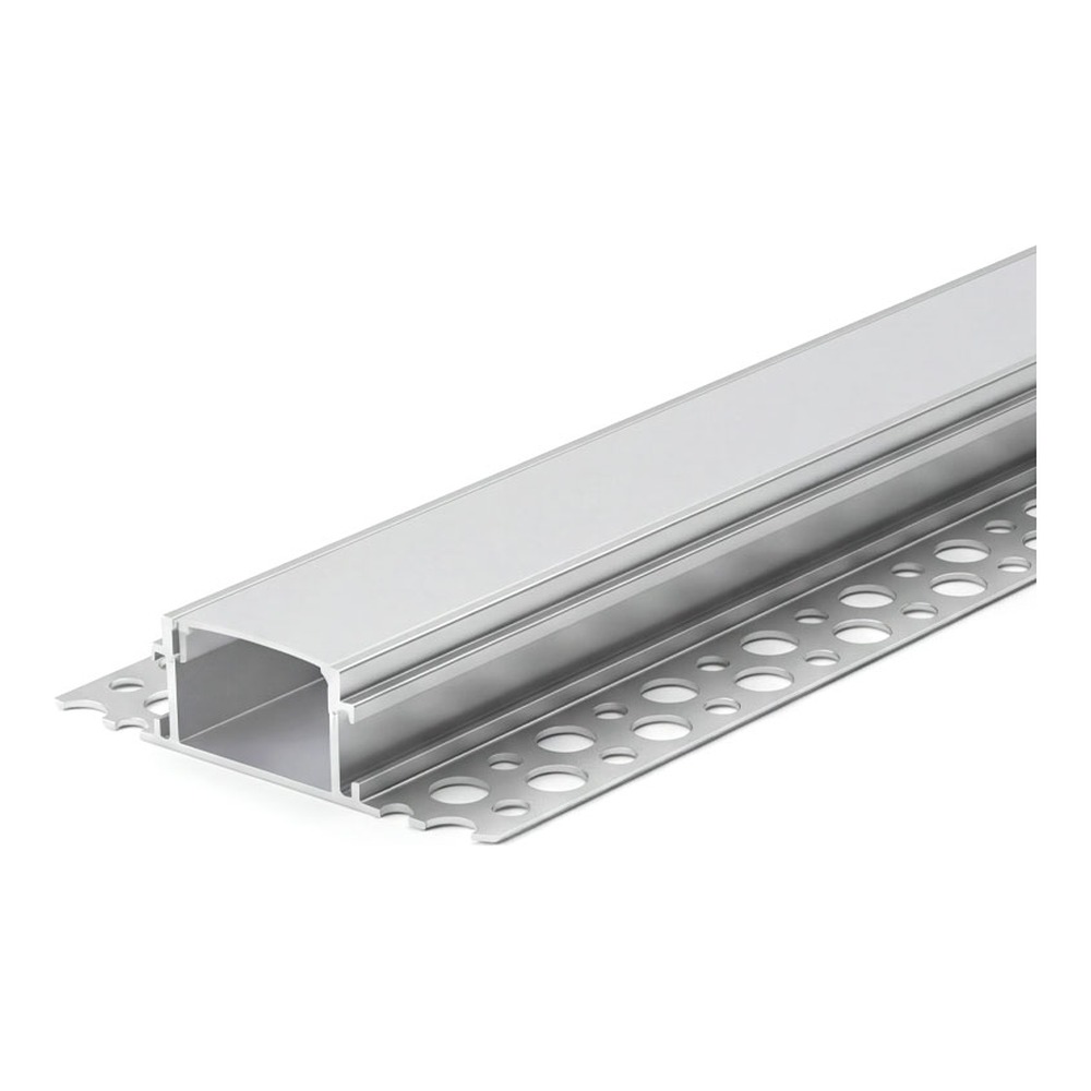 TRIMLESS ENCASTRÉ ALUMINUM PROFILÉ 6114A WITH 2 ENDCAPS & PC COUVERCLE 10FT ARGENT