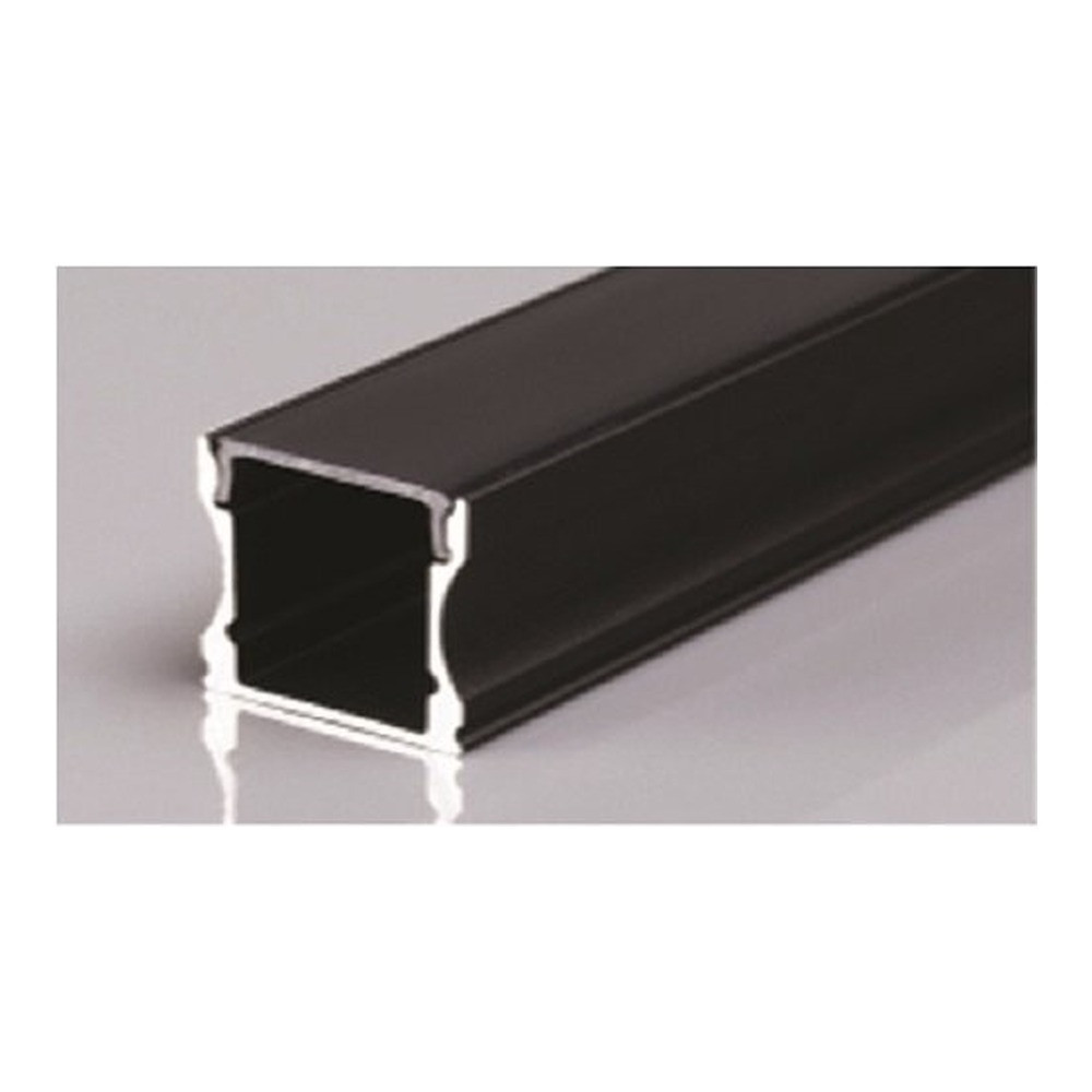 SURFACE MOUNTED ALUMINUM PROFILE 613 WITH 2 ENDCAPS 3 CLIPS & PC COVER 10FT BLACK