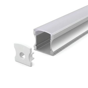 SURFACE MOUNTED ALUMINUM PROFILÉ 613 WITH 2 ENDCAPS 3 CLIPS & PC COUVERCLE 10FT ARGENT