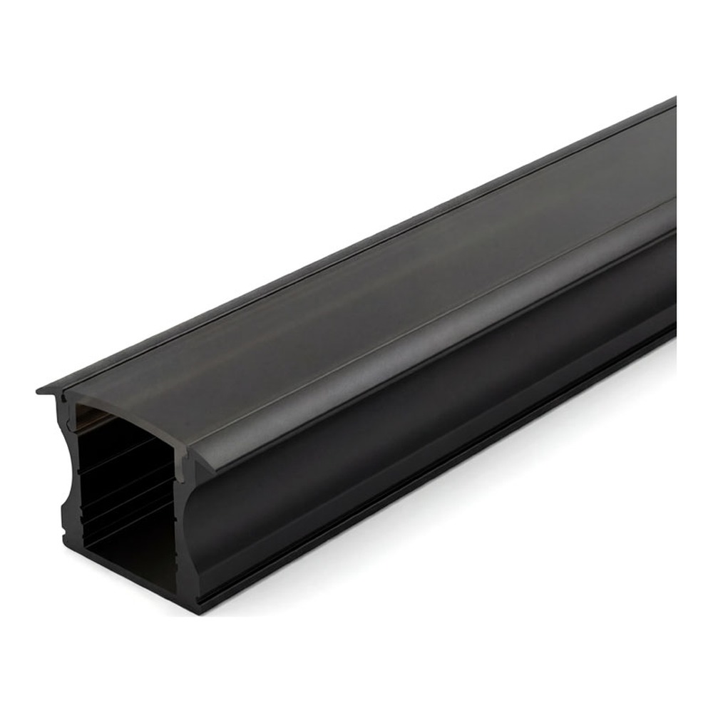 RECESSED ALUMINUM PROFILE 613B WITH PC COVER 10FT BLACK