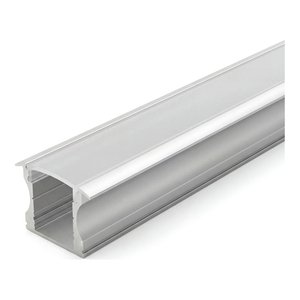 RECESSED ALUMINUM PROFILE 613B WITH PC COVER 10FT SILVER