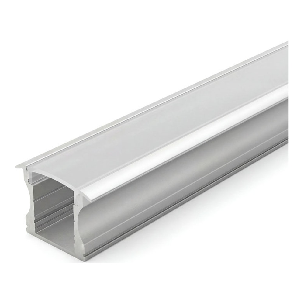 RECESSED ALUMINUM PROFILE 613B WITH PC COVER 10FT SILVER