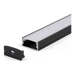 SURFACE MOUNTED/RECESSED ALUMINUM PROFILE 617 WITH PC COVER BLACK