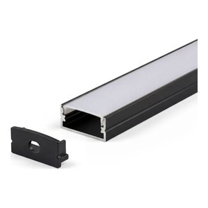 SURFACE MOUNTED/RECESSED ALUMINUM PROFILE 617 WITH PC COVER BLACK