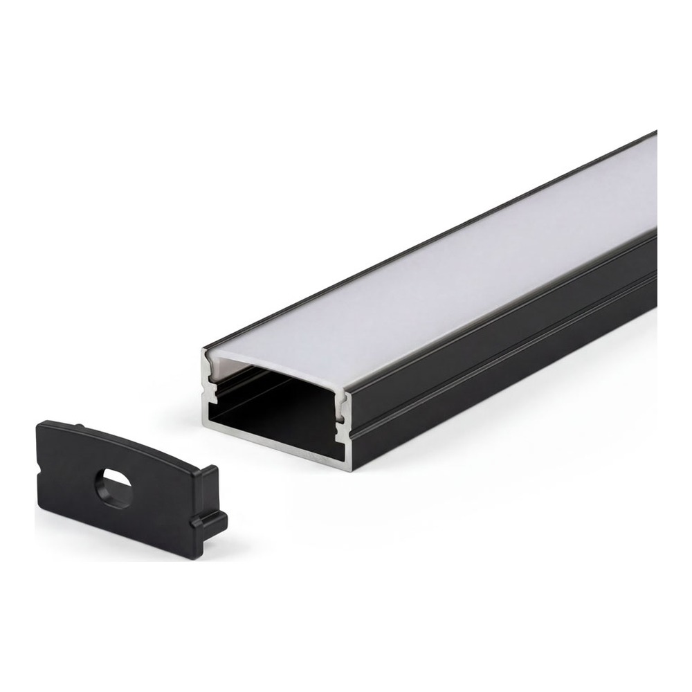 SURFACE MOUNTED/RECESSED ALUMINUM PROFILE 617 WITH PC COVER BLACK