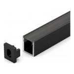 SURFACE MOUNTED/RECESSED ALUMINUM PROFILE 619 WITH PC COVER 10FT BLACK