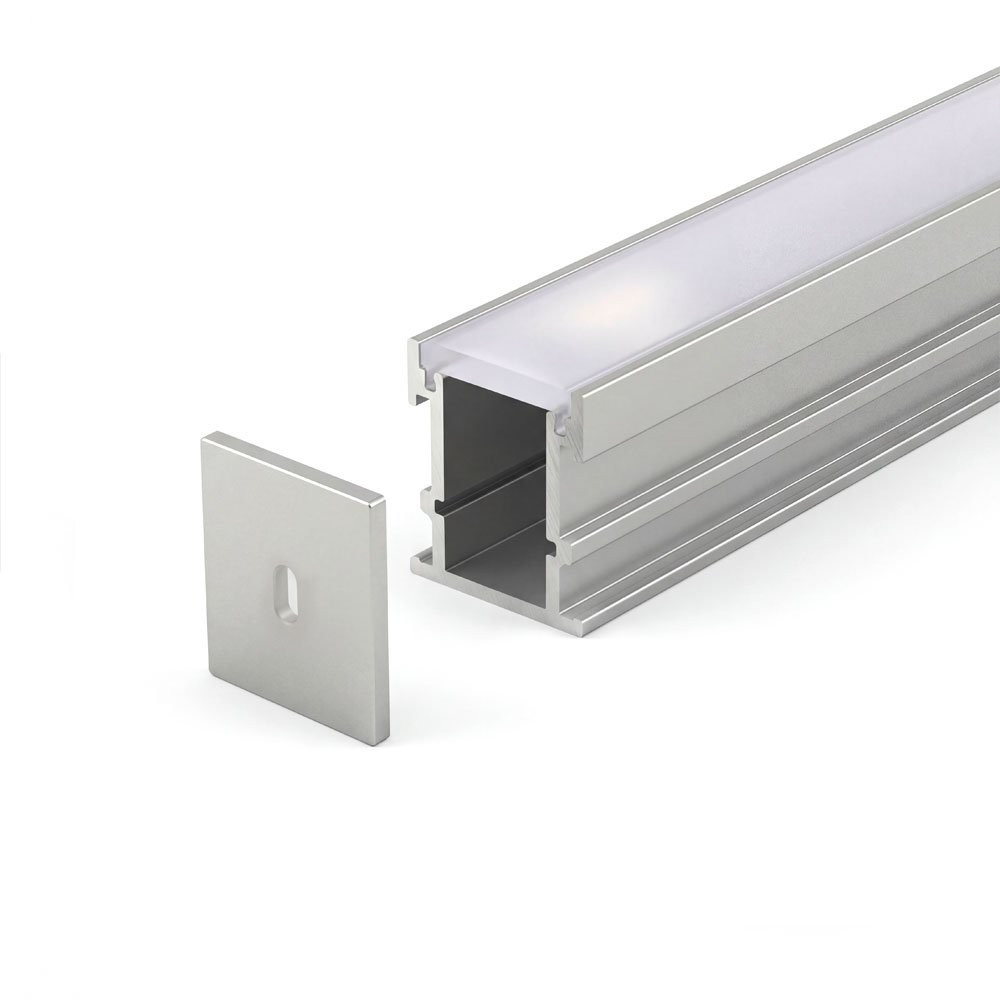 IN-GROUND PROFILE 632 WITH 2PCS ENDCAPS & PC COVER 10FT SILVER