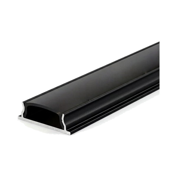 UP DOWN BENDABLE ALUMINUM PROFILE 640 WITH PC COVER 2 END CAPS 8FT BLACK