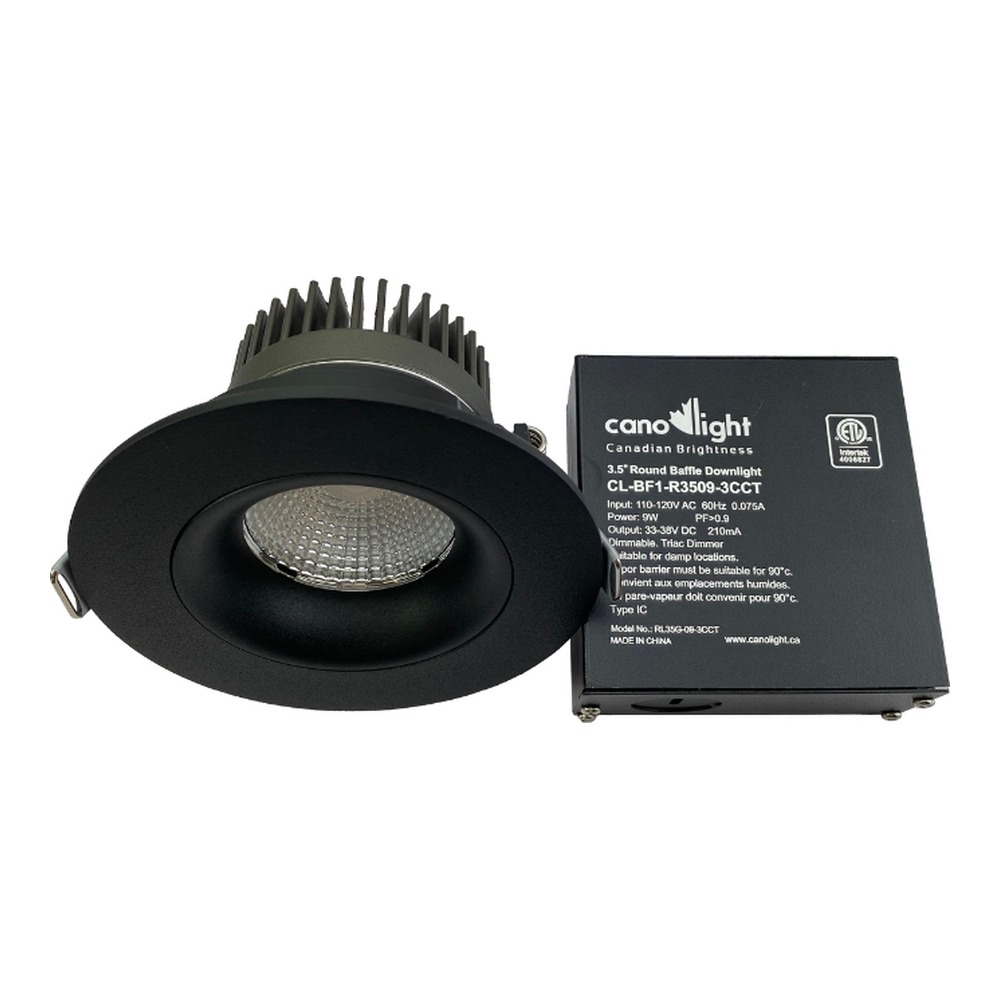 3.5 INCHES ROUND BAFFLE LIGHT - 9WATT - 770LM - PF0.9 - FT4 WIRE - 3CCT (3K - 4K - 5K) - CRI90