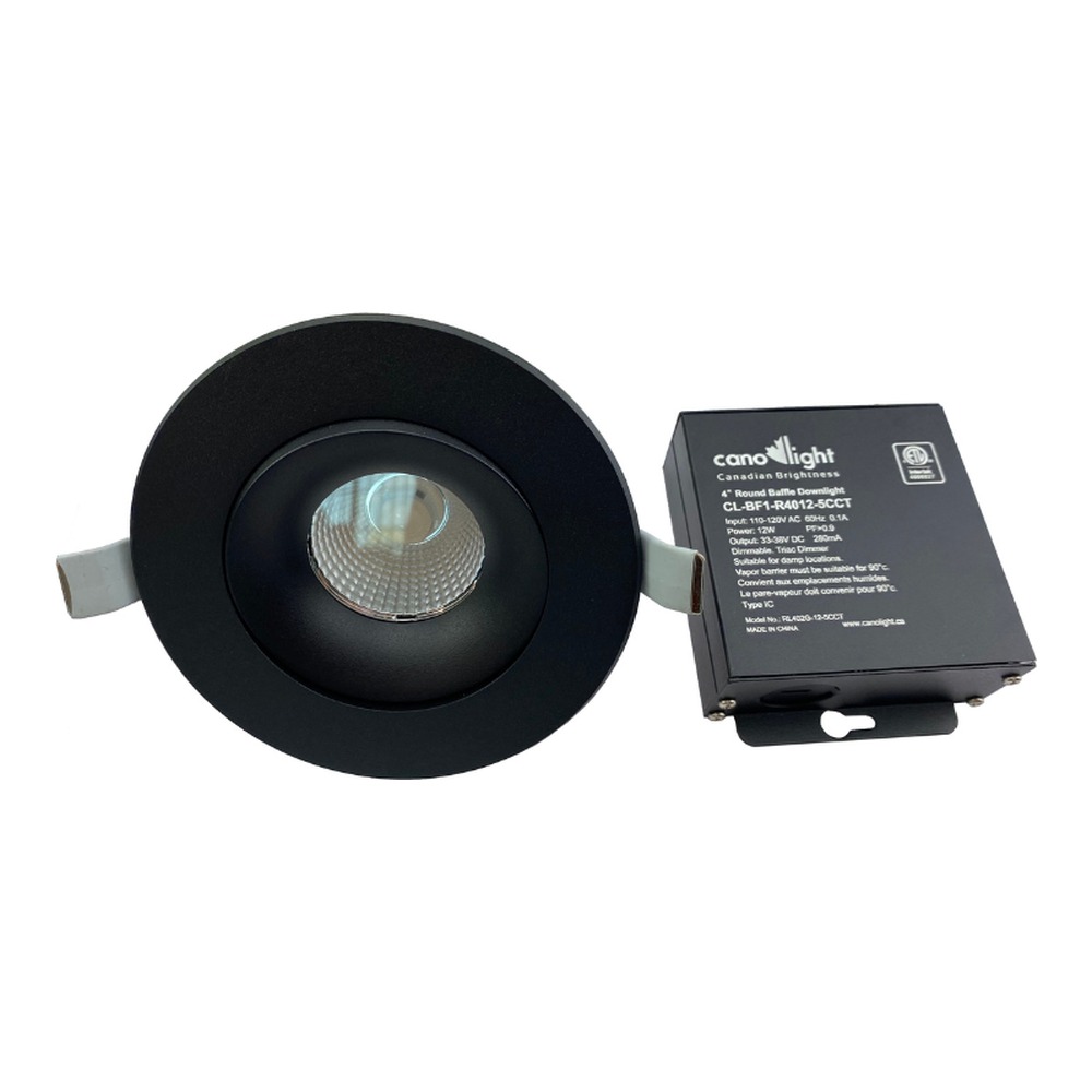 4 INCHES ROUND BAFFLE LIGHT - 12WATT - 1000LM - PF0.9 - FT4 WIRE - 5CCT (2.7K - 3K - 3.5K - 4K - 5K)