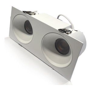 ANTI-GLARE DOUBLE HEAD RECESSED FIXTURE 120VAC 30W 2100LM BEAM ANGLE 36° 3000K CRI 90+ PF 0.9+ DAMP LOCATION (CL-DL1-D-30-36D-3K-WH)
