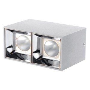 CL-DL2-SD-20W-30D-3K-WH - SURFACE-MOUNT LED SQUARE DOUBLE HEAD DOWNLIGHTS, 20W, 120VAC, 1800LM, BEAM ANGLE 30°, 3000K, DAMP LOCATION