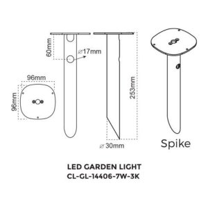 Spike for Garden Lights - 25cm length for CL-GL-16402-12W-3K-BL and CL-GL-14406-7W-3K-BL