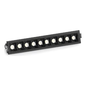 LED RECESSED LINEAR BLADE LIGHT 10 HEADS 120VAC 20W BEAM ANGLE 38DEG 1650LM CRI 90+ PF 0.9+ DAMP LOCATION 4000K BLACK