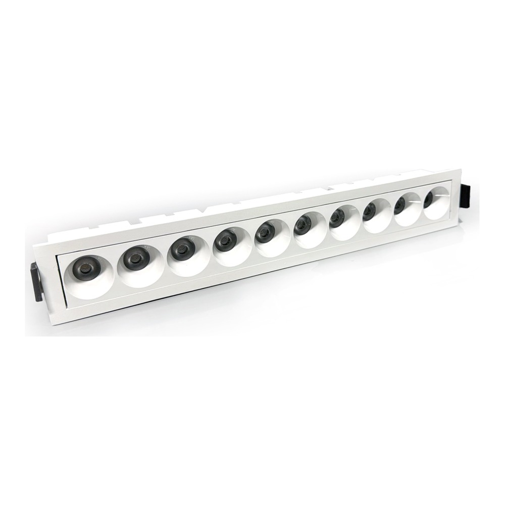 LED RECESSED LINEAR BLADE LIGHT 10 HEADS 120VAC 20W BEAM ANGLE 38DEG 1650LM CRI 90+ PF 0.9+ DAMP LOCATION 4000K WHITE
