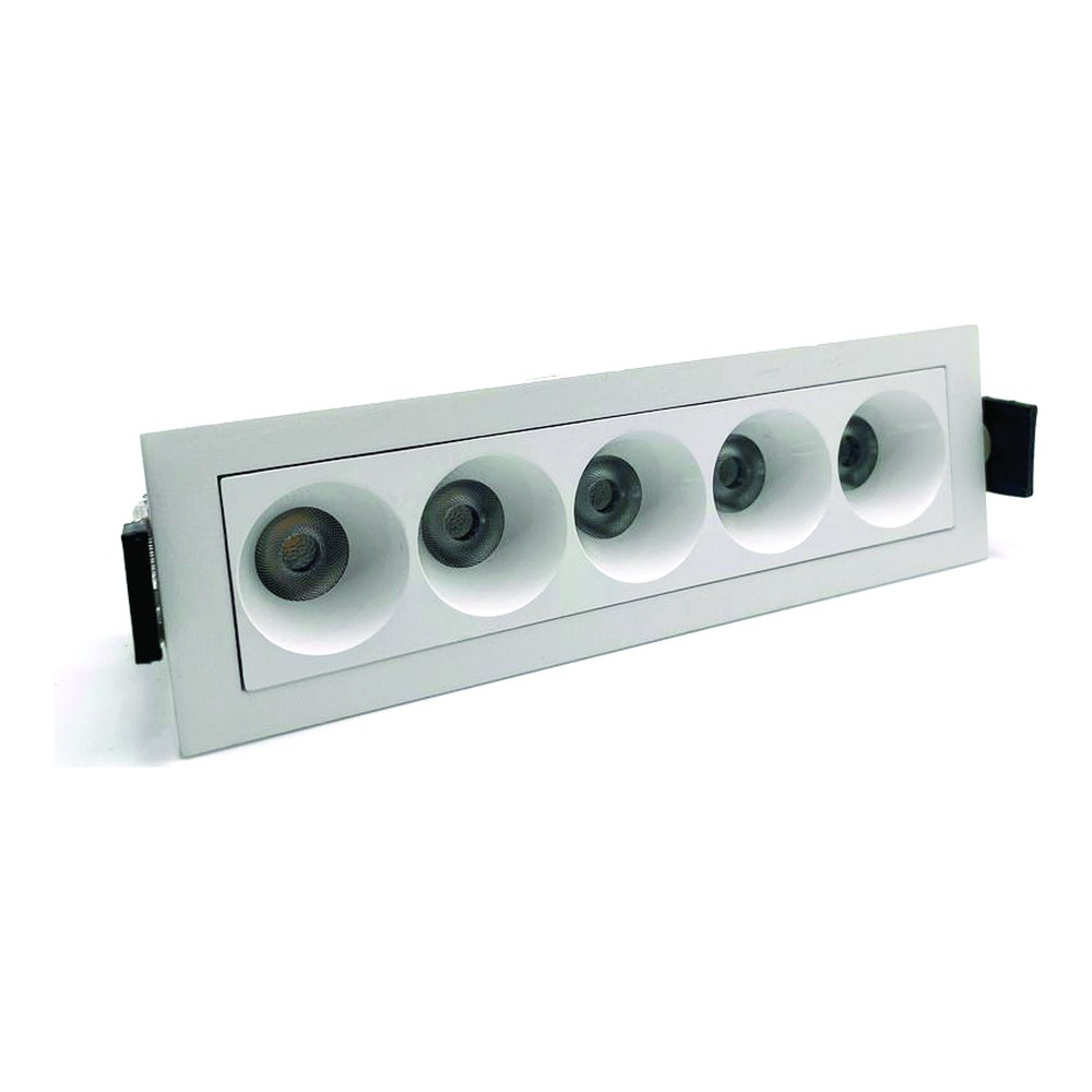 LED RECESSED LINEAR BLADE LIGHT 5 HEADS - 120VAC - 10W - 38 DEG - 600 LM - CRI90 - PF0.9 - DAMP LOCATION - 3000K