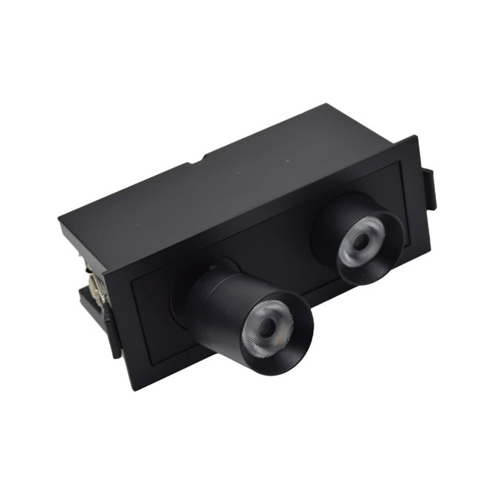LUMINAIRE LED ENCASTRÉ LINÉAIRE 2 TÊTES ORIENTABLES 6W - 5CCT CRI90 ANGLE 38° ZONE HUMIDE - NOIR
