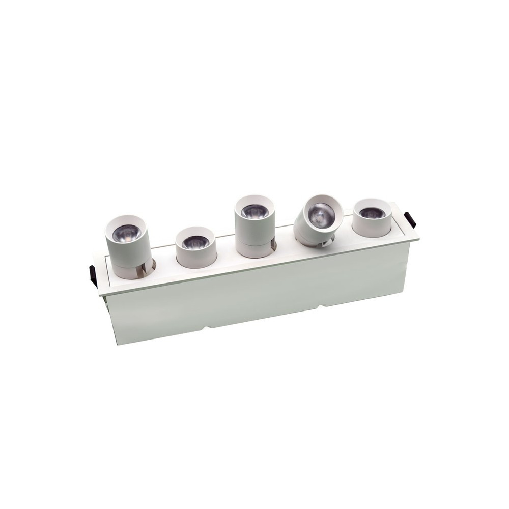 5 HEADS LED RECESSED LINEAR ADJUSTABLE SPOT LIGHT 15W - 5CCT CRI90 BEAM ANGLE 38 WET LOCATION - WHITE