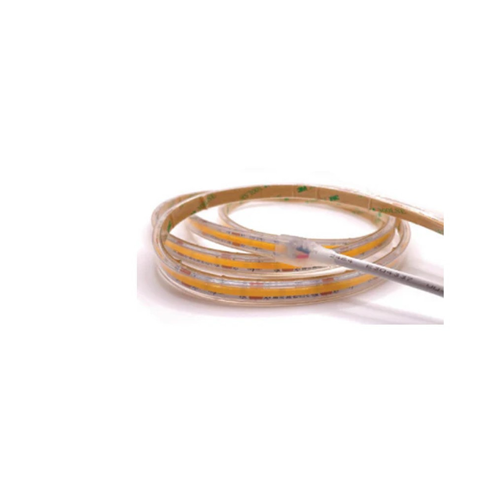 RUBAN LED COB LONGUE PORTÉE LARGEUR PCB 8MM 384 LED/M - 8W/M 24V DC - ROULEAU 10M - 640 LM - IP67 5000K