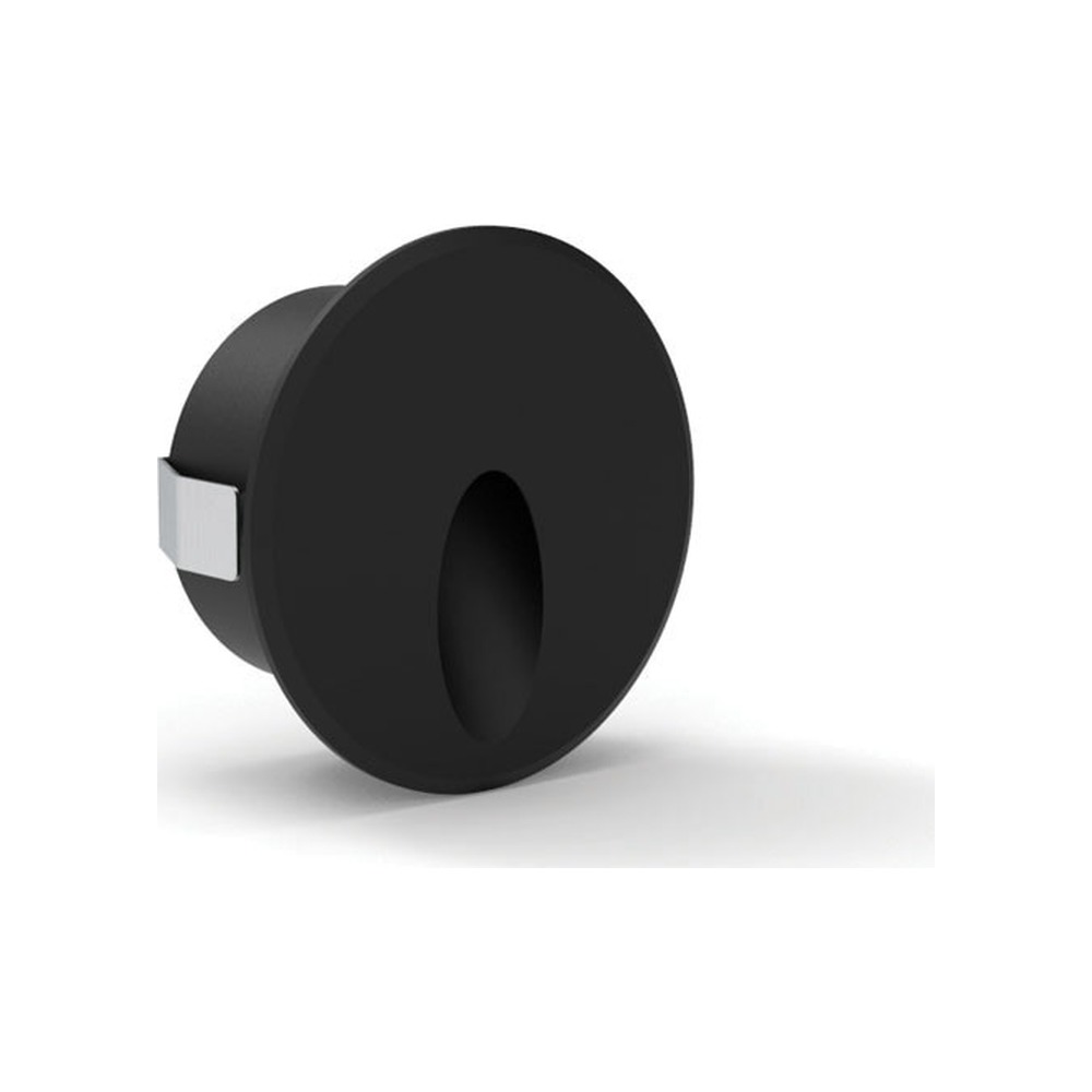 ROUND STEP LIGHT 3W/24VDC DIA 50X27MM, SMD3535, 80LM/W, TRIAC DIMMABLE DAMP LOCATION 4K BLACK