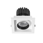 Encastré LED carré à une tête - 12W - CRI>90 - 3000K - 90LM/W - Gradable TRIAC - 36° - Corps blanc