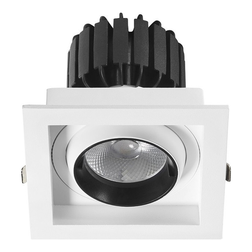ENCASTRÉ LED CARRÉ À UNE TÊTE - 12W - CRI 90+ - 3000K - 90LM/W - GRADABLE TRIAC - 36° - CORPS BLANC