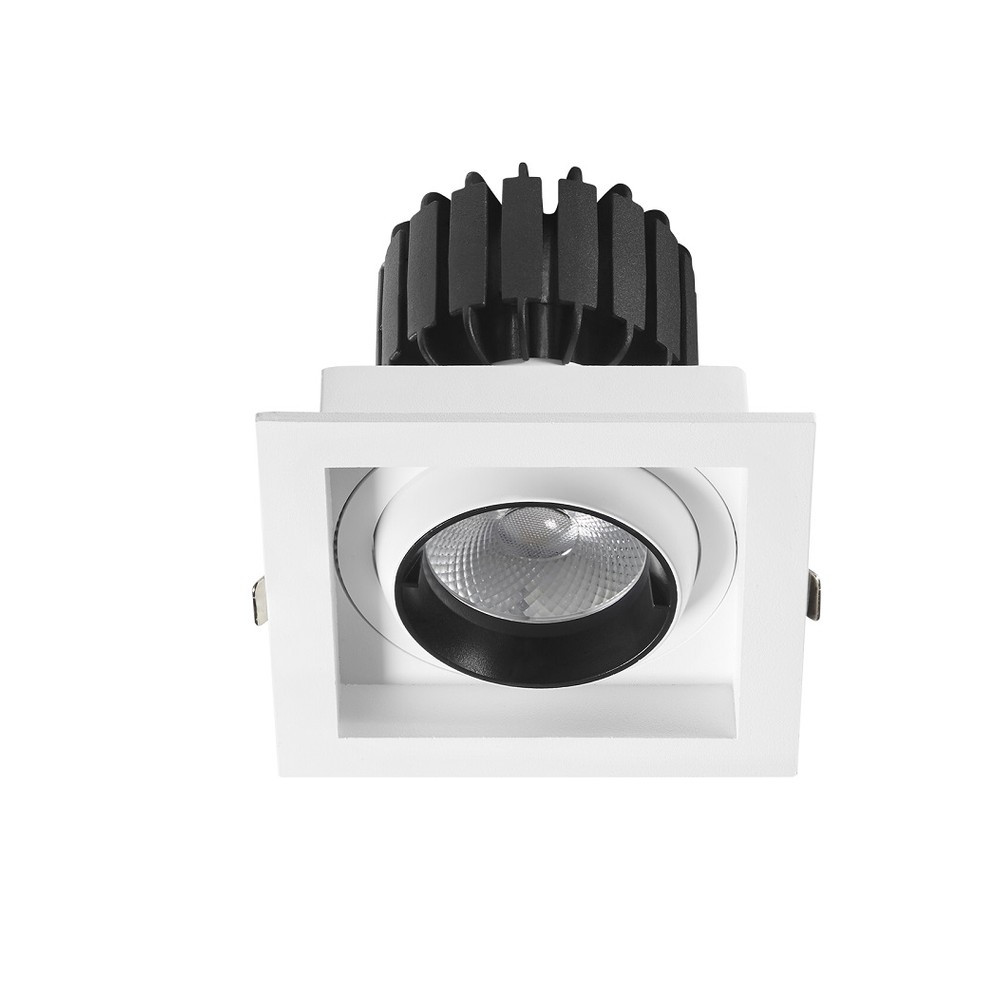 Encastré LED carré à une tête - 12W - CRI>90 - 3000K - 90LM/W - Gradable TRIAC - 36° - Corps blanc