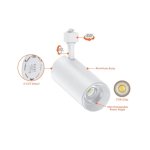 3 WIRES SURFACE MOUNTED LED TRACK LIGHT 10W 5CCT ADJUSTABLE 120VAC 1000LM PF>0.9 CRI>90 BEAM ANGLE 30° TRIAC (CL-TRLH-10W-5CCT-30D-WH)