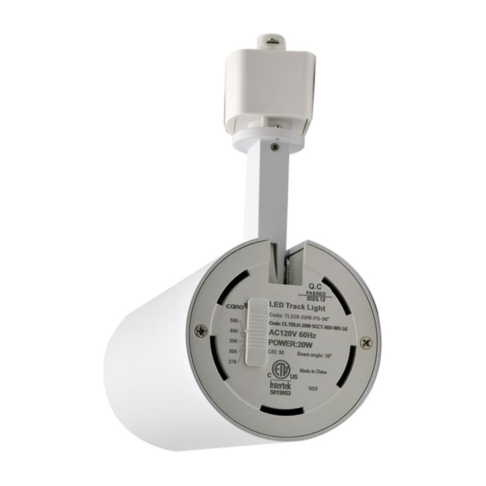 3 WIRES SURFACE MOUNTED LED RAIL LUMINAIRE 20W 5CCT ADJUSTABLE 120VAC 2000LM PF 0.9+ CRI 90+ BEAM ANGLE 36° TRIAC - BLANC