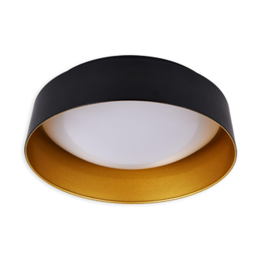 CL23P12 - Round - 15W - 900 Lumens - 120V - CCT (30K - 40K - 50K). Exterior Color BK - Interior Gold. 12 Diam. X 3 1/2 H - Gold