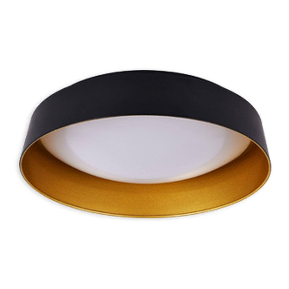 CL23P15 - Round - 26W - 1560 Lumens - 120V - CCT (30K - 40K - 50K). Exterior Color BK - Interior Gold. 15 3/4 Diam. X 4 H - Gold