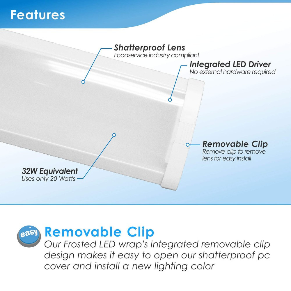 CLW-480-40K - 40W - 3200 Lumens - 120-277V - diffuseur WH.  5 3/8 X 473/8 - White