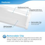 CLW-480-50K - 40W - 3200 Lumens - 120-277V - diffuseur WH.  5 3/8 X 473/8 - White