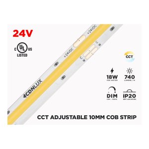 24V 5M IP20 10MM COB LED STRIP - WARM WHITE TO COOL WHITE ADJUSTABLE