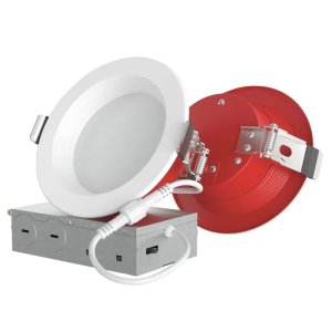 4" Baffle 2-Hour Fire-Rated 5CCT LED Recessed Light Damp Location Airtight Matte White