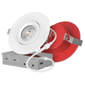 4" Directional 2-Hour Fire-Rated 5CCT LED Recessed Light Damp Location Airtight White