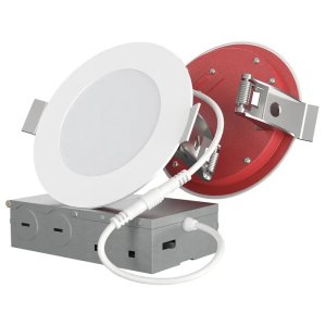 4" 2-Hour Fire-Rated 5CCT LED Recessed Light Damp Location Airtight Matte White