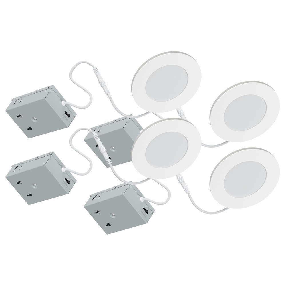 4-PACK RECESSED LIGHT LED 4 IN 5CCT WET LOCATION RING 2200K MATTE WHITE