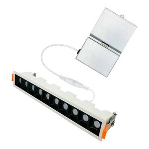 BARRE RECTANGULAIRE LED ENCASTRÉE 10 TÊTES 3000K BLANC MAT