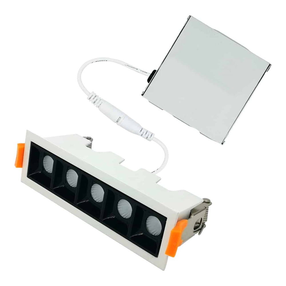 BAR 5 SPOTS RECTANGLE RECESSED LIGHTS LED 3000K MATTE WHITE