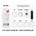 E2-WR 2 IN 1 RF + WIFI LED CONTROLLER (SINGLE COLOR AND CCT ADJUSTABLE WHITE) 1 TO 8 ZONES SELF REPEATING