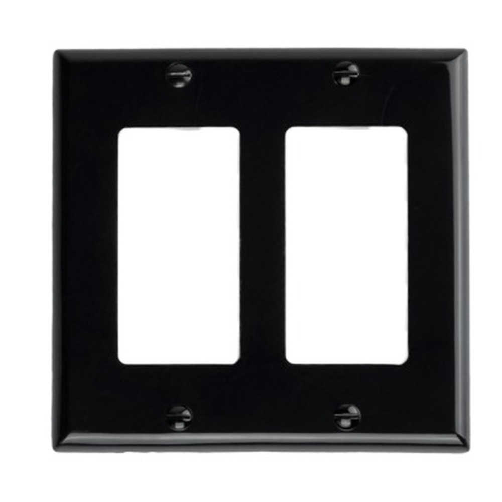Plaque Murale Décorateur - 2 Gang - Noir - Plastique - V2