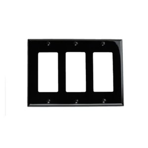 Decorator Wallplate - 3 Gang - Black - Plastic - V2