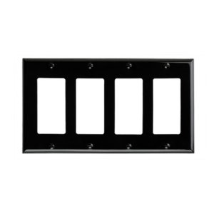 Decorator Wallplate - 4 Gang - Black - Plastic - V2