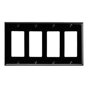 DECORATOR WALLPLATE | 4 GANG | BLACK | PLASTIC | V2