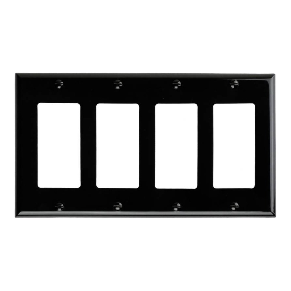 DECORATOR WALLPLATE | 4 GANG | BLACK | PLASTIC | V2