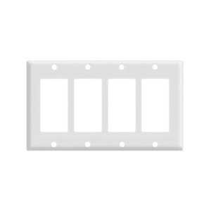 Decorator Wallplate - 4 Gang - White - Plastic - V2