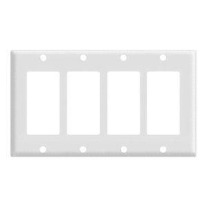 DECORATOR WALLPLATE | 4 GANG | WHITE | PLASTIC | V2